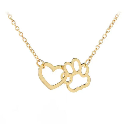 Pet Paw Love Heart Necklace